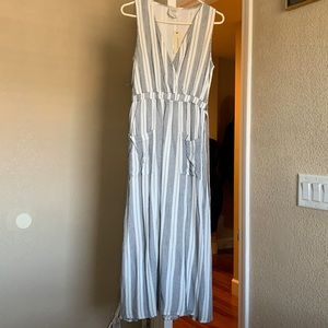 Navy and white striped dress
